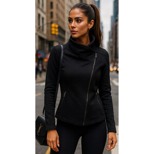 Old Navy Moto Zip Jacket Activewear Athleisure Buttery Soft Cozy Collar Sporty S